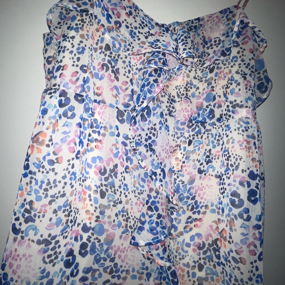 Colorful Animal Print Ruffle Blouse - Picture 2 of 6